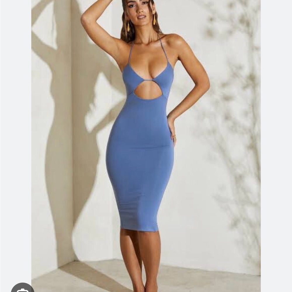 Oh Polly Strappy Blue Midi Dress